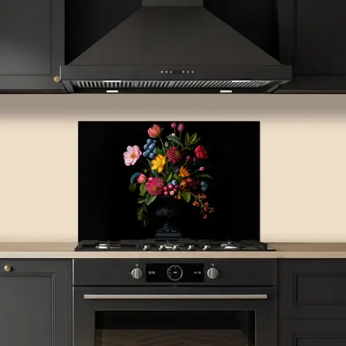Bloemen - Vrolijk - Vaas keuken achterwand spatscherm klein -sfeer1