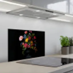 Bloemen - Vrolijk - Vaas keuken achterwand spatscherm klein -3d_schuin