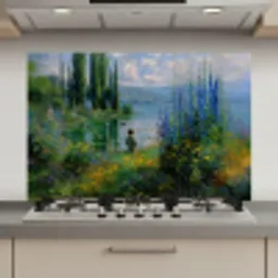 Bloemen - Meer - Bergen - Groen keuken achterwand spatscherm klein -3d_website