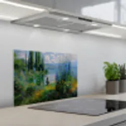 Bloemen - Meer - Bergen - Groen keuken achterwand spatscherm klein -3d_schuin