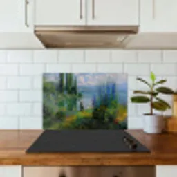Bloemen - Meer - Bergen - Groen keuken achterwand spatscherm klein -sfeer2