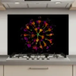 Bloemen - Oranje - Roze - Zwart keuken achterwand spatscherm klein -3d_website