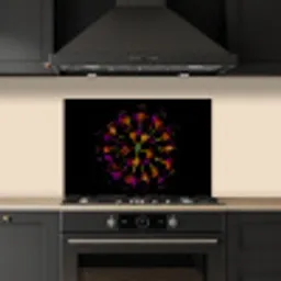 Bloemen - Oranje - Roze - Zwart keuken achterwand spatscherm klein -sfeer1