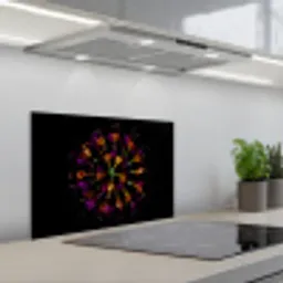 Bloemen - Oranje - Roze - Zwart keuken achterwand spatscherm klein -3d_schuin
