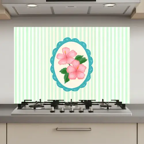 Bloemen - Ovaal - Strepen - Groen keuken achterwand spatscherm klein -3d_website
