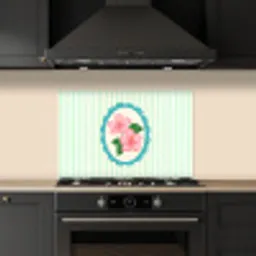 Bloemen - Ovaal - Strepen - Groen keuken achterwand spatscherm klein -sfeer1