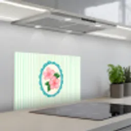 Bloemen - Ovaal - Strepen - Groen keuken achterwand spatscherm klein -3d_schuin