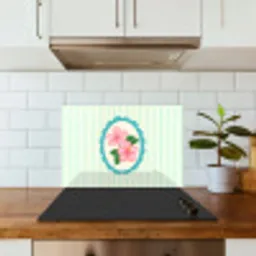 Bloemen - Ovaal - Strepen - Groen keuken achterwand spatscherm klein -sfeer2