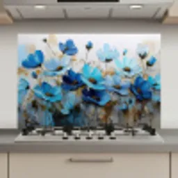 Bloemen - Schilderij - Blauw keuken achterwand spatscherm klein -3d_website