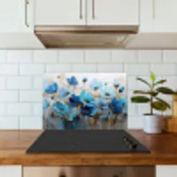Bloemen - Schilderij - Blauw keuken achterwand spatscherm klein -sfeer2