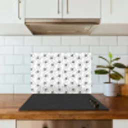 Bloemen - Patroon - Zwart - Wit keuken achterwand spatscherm klein 900 -sfeer2