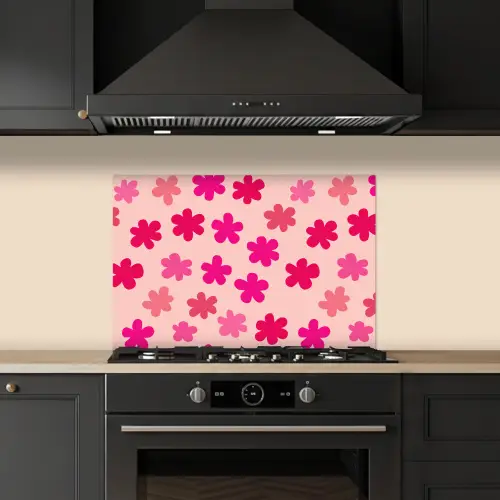Bloemen - Patroon - Roze keuken achterwand spatscherm klein -sfeer1
