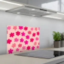 Bloemen - Patroon - Roze keuken achterwand spatscherm klein -3d_schuin