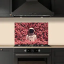 Bloemen - Roze - Astronaut keuken achterwand spatscherm klein -sfeer1