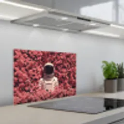 Bloemen - Roze - Astronaut keuken achterwand spatscherm klein -3d_schuin