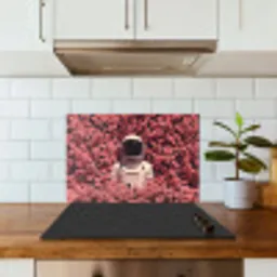 Bloemen - Roze - Astronaut keuken achterwand spatscherm klein -sfeer2