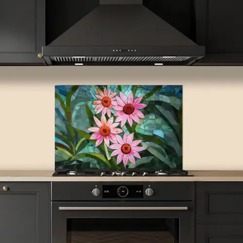 Bloemen - Roze - Glasmozaïek keuken achterwand spatscherm klein -sfeer1