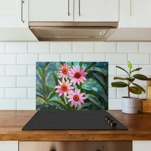 Bloemen - Roze - Glasmozaïek keuken achterwand spatscherm klein -sfeer2