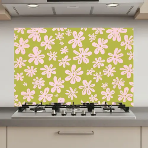 Bloemen - Roze - Getekend - Patroon keuken achterwand spatscherm klein -3d_website