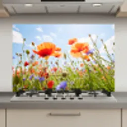 Bloemen - Klaproos - Lente - Natuur - Rood - Blauw keuken achterwand spatscherm klein -3d_website