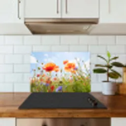 Bloemen - Klaproos - Lente - Natuur - Rood - Blauw keuken achterwand spatscherm klein -sfeer2