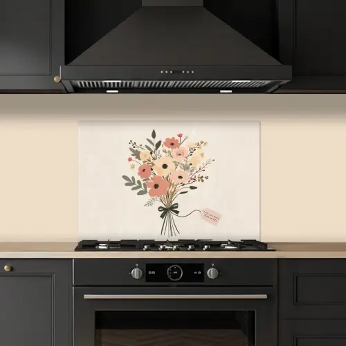 Bloemen - Quote - Beige - Lint keuken achterwand spatscherm klein -sfeer1