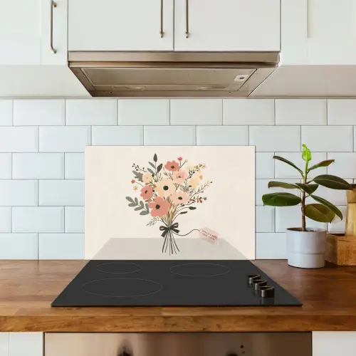 Bloemen - Quote - Beige - Lint keuken achterwand spatscherm klein -sfeer2