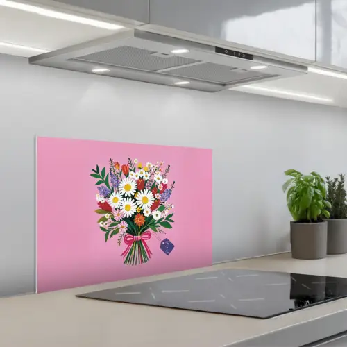 Bloemen - Quote - Kaartje - Kleurrijk keuken achterwand spatscherm klein -3d_schuin