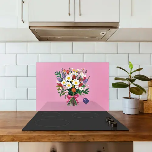 Bloemen - Quote - Kaartje - Kleurrijk keuken achterwand spatscherm klein -sfeer2