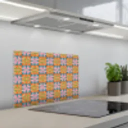 Bloemen - Retro - Patroon - Kleurrijk keuken achterwand spatscherm klein 900 -3d_schuin