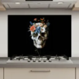 Bloemen - Schedel - Kleurrijk keuken achterwand spatscherm klein -3d_website