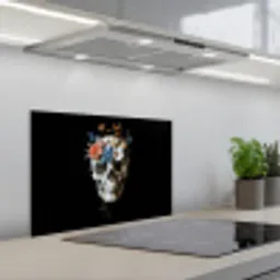 Bloemen - Schedel - Kleurrijk keuken achterwand spatscherm klein -3d_schuin
