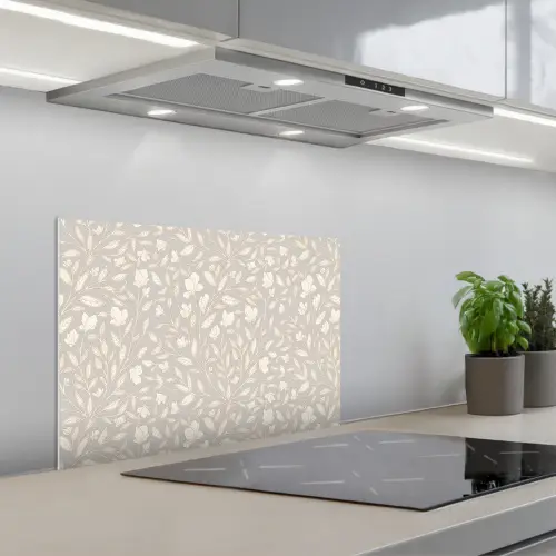 Bloemen - Steel - Blaadjes keuken achterwand spatscherm klein 900 -3d_schuin