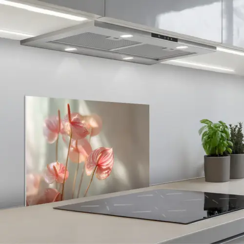 Bloemen - Stelen - Roze - Schaduw keuken achterwand spatscherm klein -3d_schuin