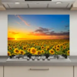 Bloemen - Zonnebloem - Zonsondergang - Nacht - Oranje keuken achterwand spatscherm klein -3d_website