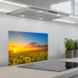 Bloemen - Zonnebloem - Zonsondergang - Nacht - Oranje keuken achterwand spatscherm klein -3d_schuin