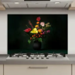 Bloemen - Vaas - Zwart keuken achterwand spatscherm klein -3d_website