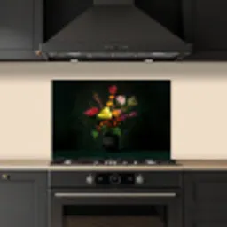 Bloemen - Vaas - Zwart keuken achterwand spatscherm klein -sfeer1