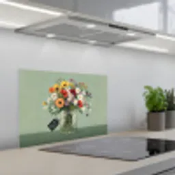 Bloemen - Vaas - Kaartje keuken achterwand spatscherm klein -3d_schuin