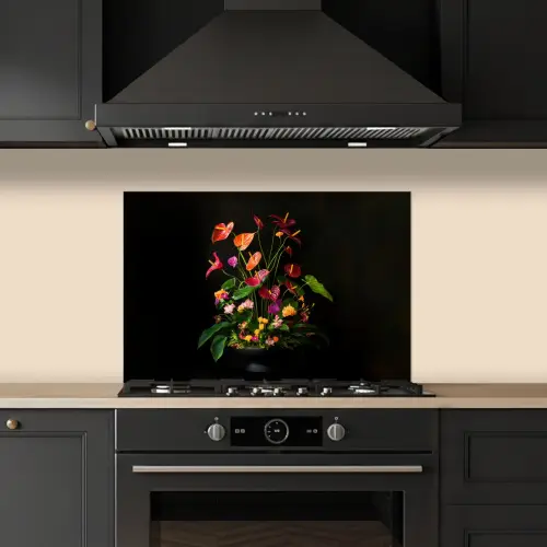 Bloemen - Vaas - Kleurrijk keuken achterwand spatscherm klein -sfeer1