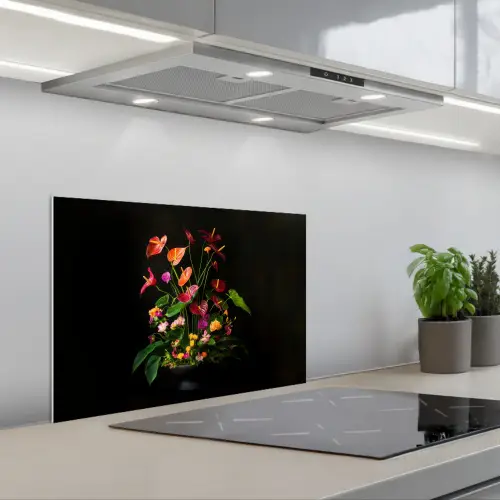 Bloemen - Vaas - Kleurrijk keuken achterwand spatscherm klein -3d_schuin
