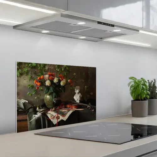 Bloemen - Viool - Stilleven keuken achterwand spatscherm klein -3d_schuin