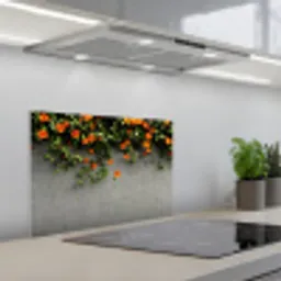 Bloemen - Muur - Oranje keuken achterwand spatscherm klein -3d_schuin