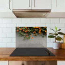 Bloemen - Muur - Oranje keuken achterwand spatscherm klein -sfeer2