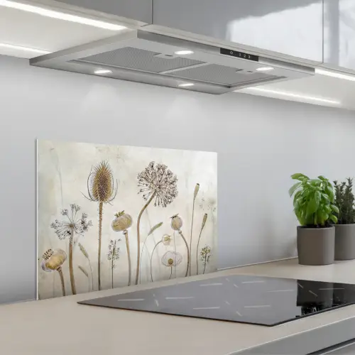 Bloemen - Waterverf - Stilleven - Bruin - Vintage keuken achterwand spatscherm klein -3d_schuin