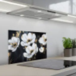 Bloemen - Wit - Abstract keuken achterwand spatscherm klein -3d_schuin