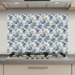 Bloemen - Wit - Blauw keuken achterwand spatscherm klein 900 -3d_website