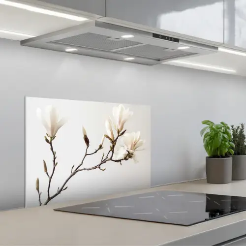 Bloemen - Wit - Natuur - Magnolia keuken achterwand spatscherm klein -3d_schuin