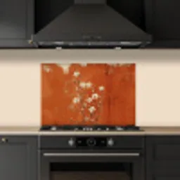 Bloemen - Wit - Subtiel - Roestkleur keuken achterwand spatscherm klein -sfeer1