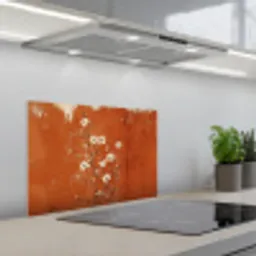 Bloemen - Wit - Subtiel - Roestkleur keuken achterwand spatscherm klein -3d_schuin